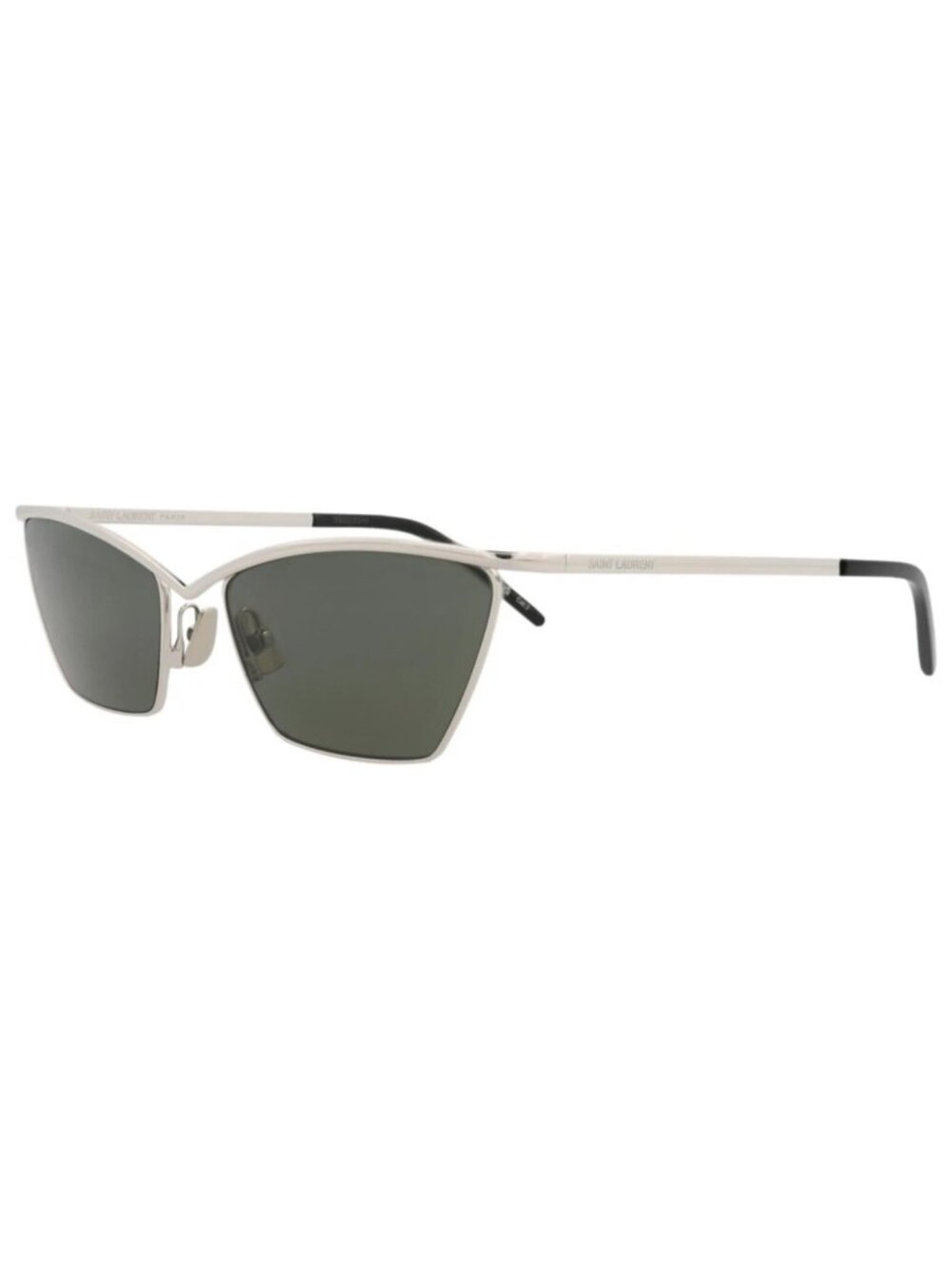 New Saint Laurent Women's Sunglasses Cat Eye Metal Frame Silver Silver Grey